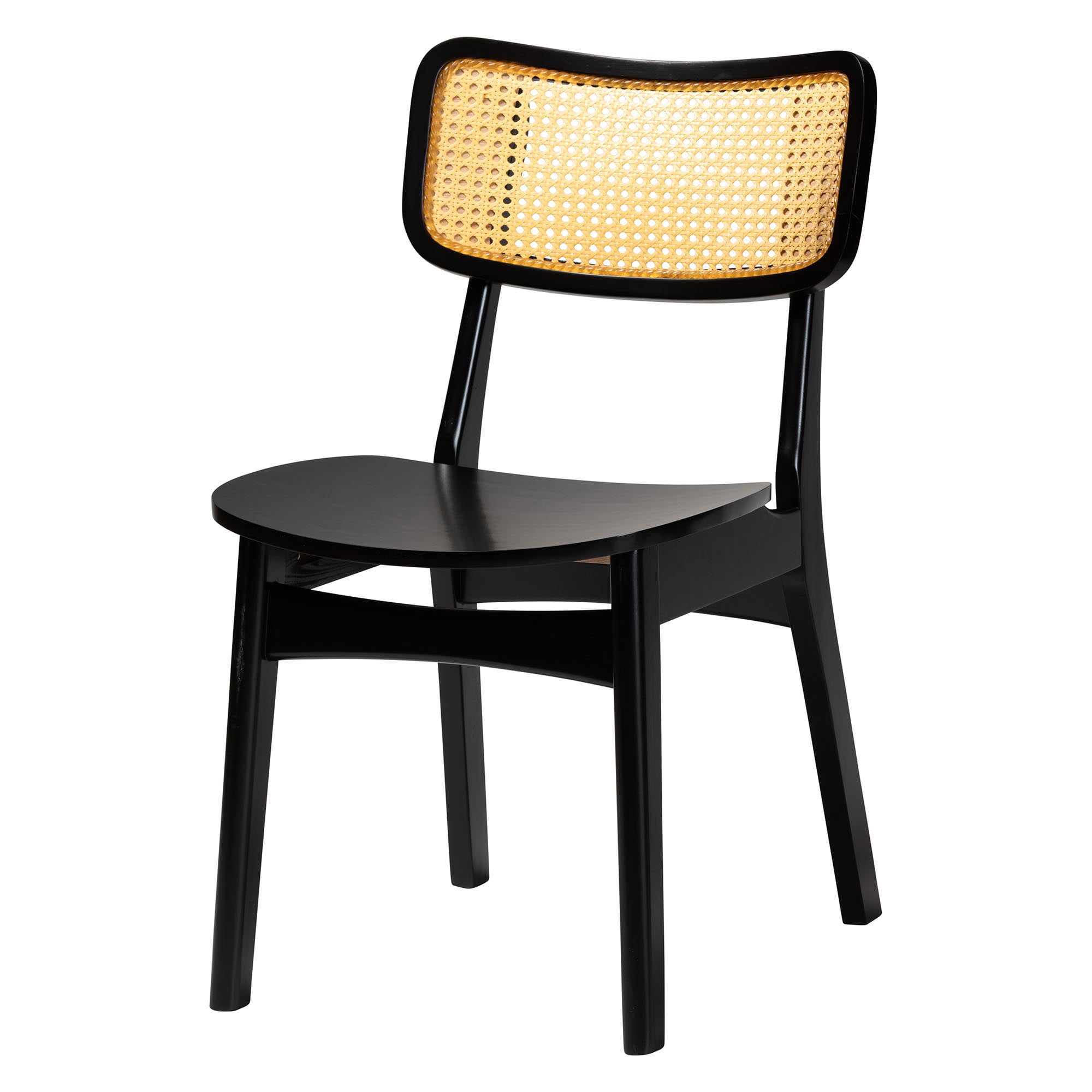 Baxton Studio Linnet Mid-Century Modern Dark Brown Finished Wood and Rattan 7-Piece Dining Set
