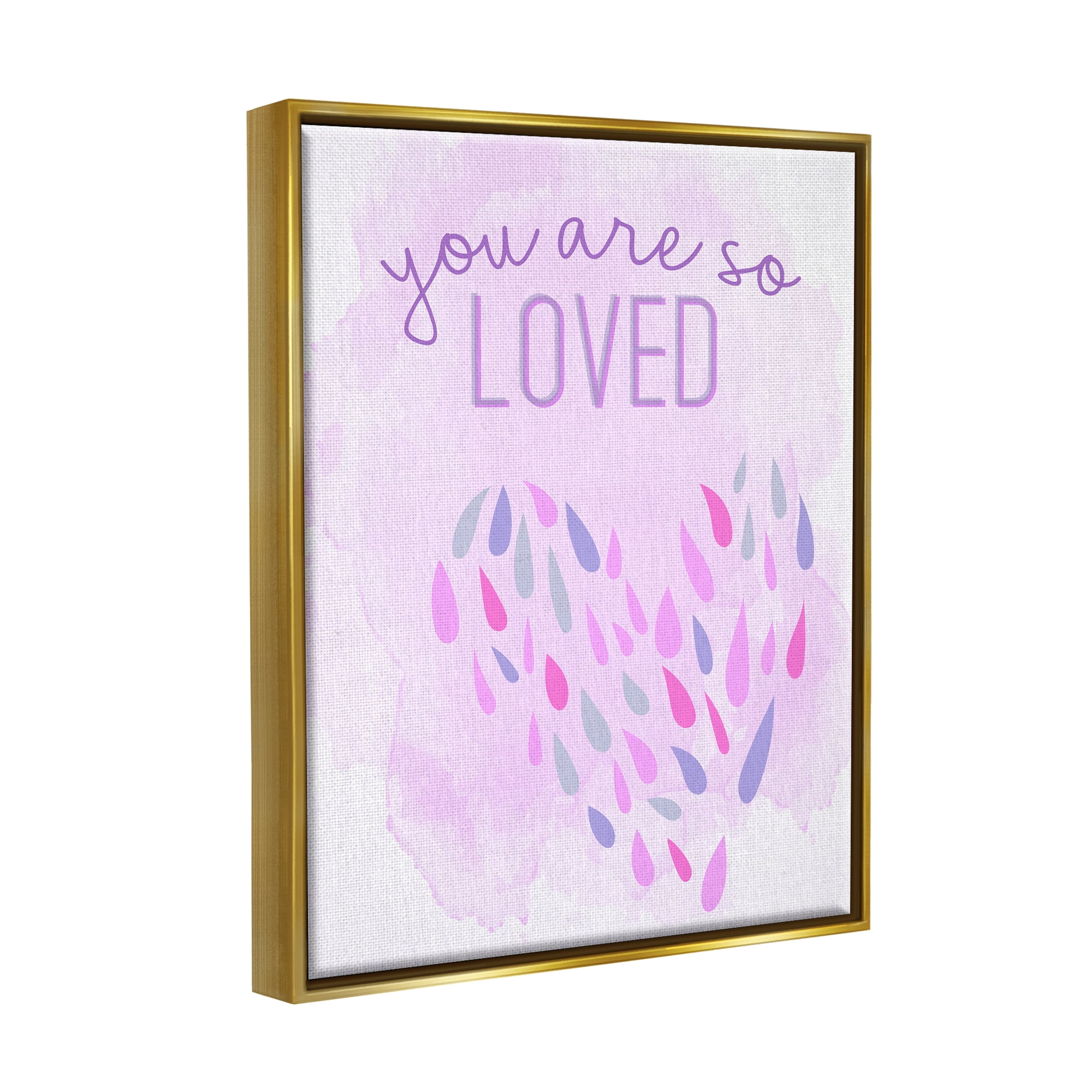 Stupell Industries You Are So Loved Purple Heart Inspirational Painting Gold Floater Framed Art Print Wall Art