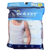 Isotoner Men's 4-Pack Essential Cotton Stretch White A-Shirts