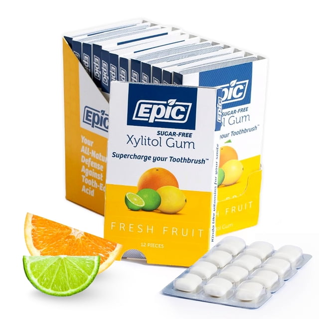 Epic Dental 100% Xylitol Sweetened Gum, 12 Count (Pack of 12)