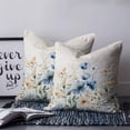 thumbnail image 2 of Blue Flowers Rustic 20x20 Pillow Covers Set of 2, Spring Vintage Botanical Floral Beige Throw Pillow Covers Decorative Couch Cushion Case, Microfiber Square Pillowcases for Bedroom Car Living Room, 2 of 7