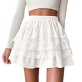 thumbnail image 2 of ZHOGXU Women'S Skirt Summer Elastic Waist Solid Color A Line Lace Trim Fashion Comfortable Mini Tutu Skirt For Everyday Wear,White,Xl, 2 of 5