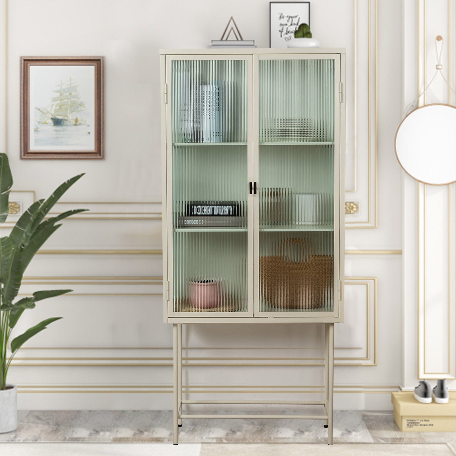 ARCTICSCORPION Retro Style Fluted Glass Storage Corner