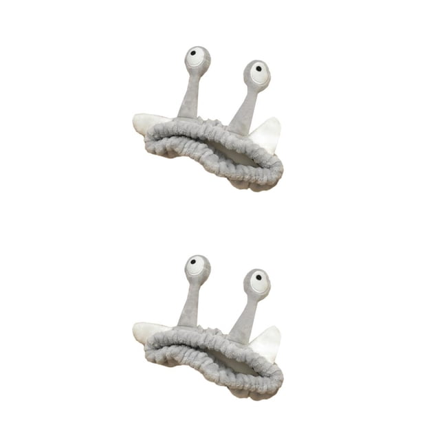 Jumpingount Diadema de dibujos animados Elástica y fácil de usar Lavar la cara Durable Felpa Ojos de caracol Orejas Diadema de felpa Útil gris 2Conjunto