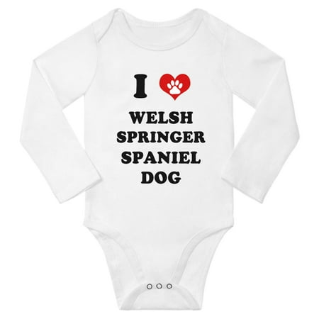 

I Heart Welsh Springer Spaniel Dog Cute Baby Long Rompers Newborn Outfits (White 18-24 Months)
