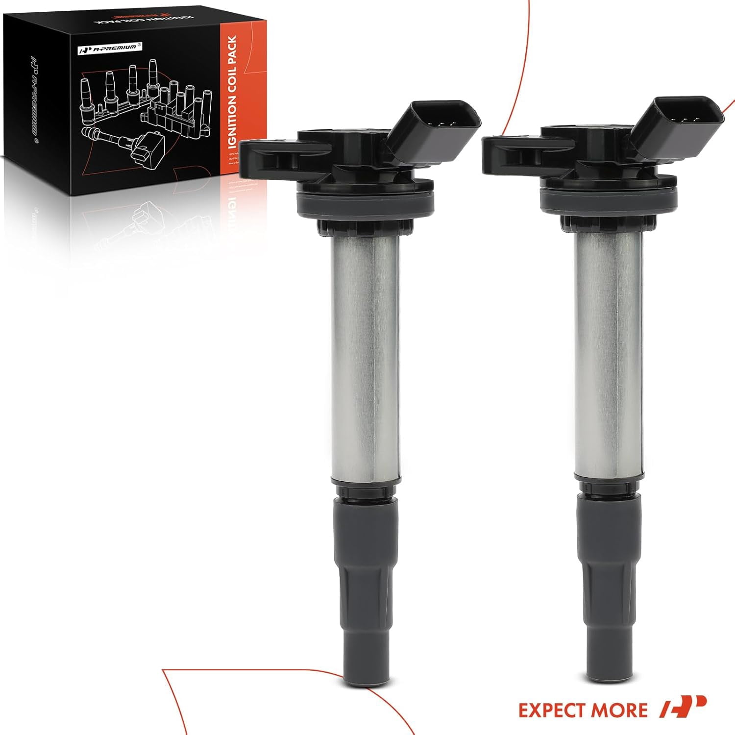 A-Premium Ignition Coils Pack Replacement for Toyota Corolla 2009-2016 Matrix 2009-2013 Prius Pontiac Vibe Scion IM xD Lexus CT200H I4 1.8L 2-PC Set