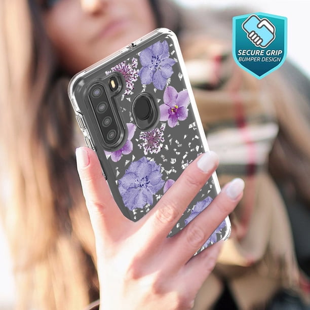 SAMSUNG GALAXY A21 Phone Cases, TPU Floral Design Hard PC Slim Fit