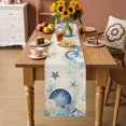 thumbnail image 2 of Navy Blue Shell Coastal Table Runner 90 Inches, Beige Starfish Coral Summer Beach Bed Runner Dresser Scarves Tabletop for Indoor Outdoor Parties/Ceremony/Banquet, 13" x 90", 2 of 9