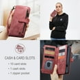 thumbnail image 2 of for iPhone XR Case Wallet for Women and Men, iPhone XR Case, PU Leather Magnetic Flip Strap Wristlet Zipper Card Holder Wallet Business Phone Cover for iPhone XR, Red, 2 of 10
