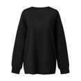 thumbnail image 4 of Fashion Women's Casual Plus Size Shirt Tunic Long Sleeve Solid Color Top Pleated Casual V-Neck Lightweight Blouse Top, 4 of 5
