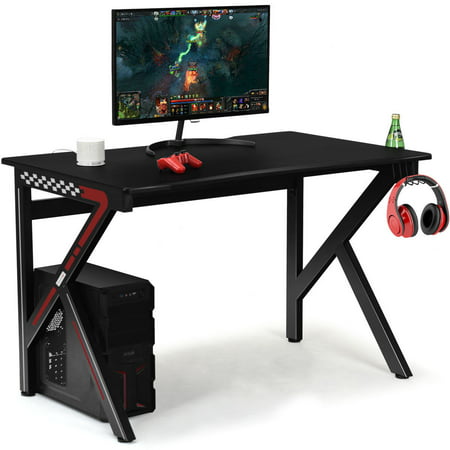 Costway Gaming Desk Gamers Computer Table E-Sports K-Shaped W/ Cup Holder Hook Home (Best Cheap Gaming Tablet)