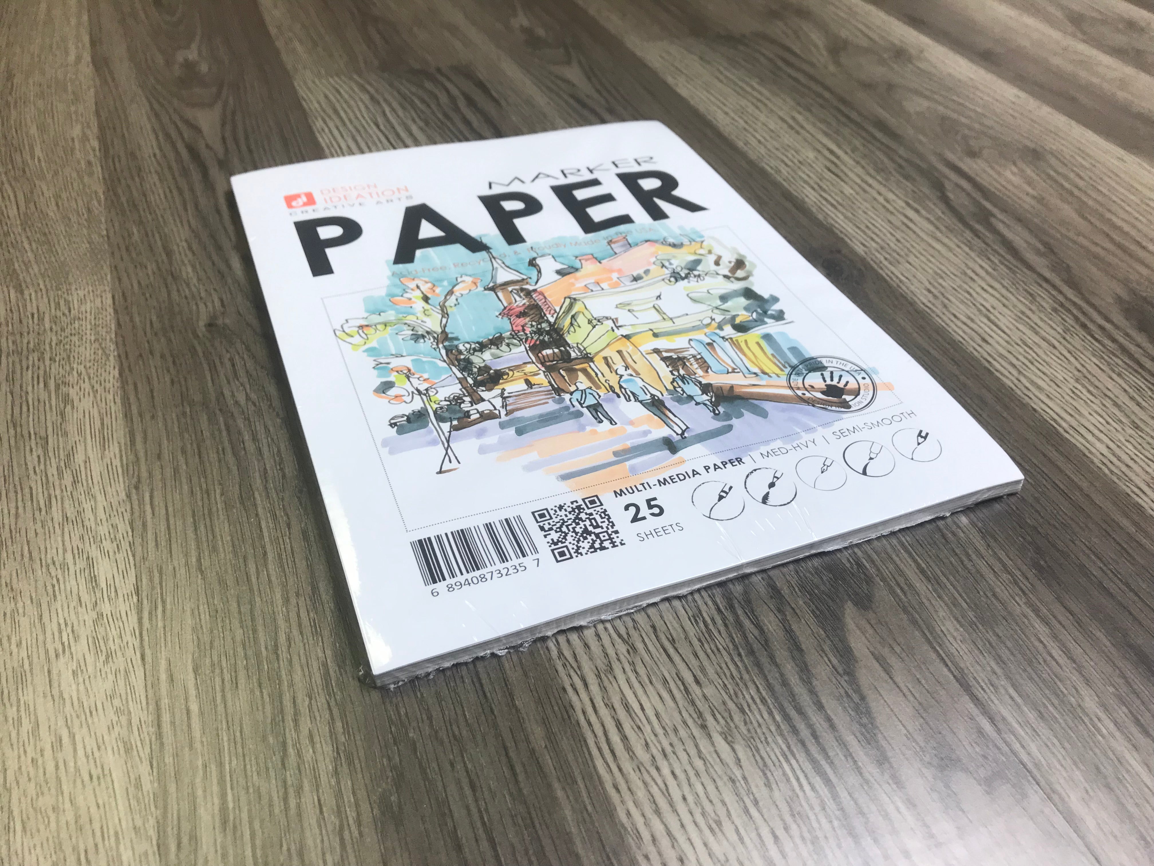 MARKER Paper : Multi-media sketch paper. Loose Sheet Pack. (8.5" x 11") (100 Sheets)