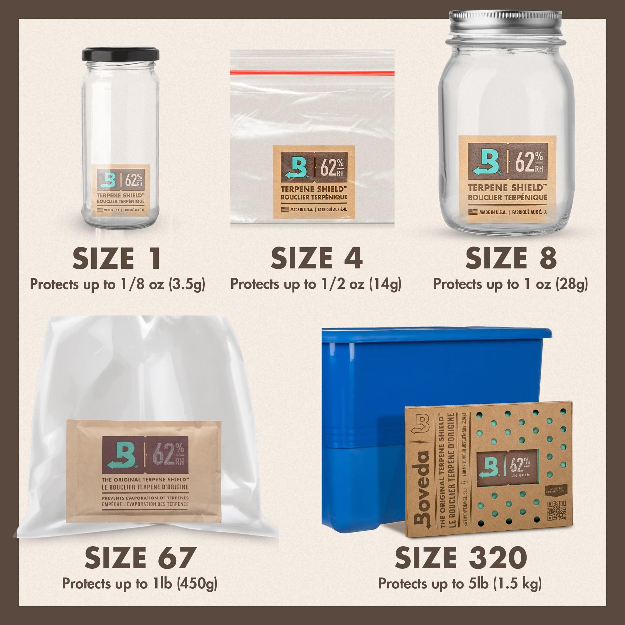 Boveda 58% Two-Way Humidity Control Packs For Storing 1 lb – Size 67 – 12 Pack – Moisture Absorbers for Storage Containers – Humidifier Packs – Individually Wrapped Hydration Packets