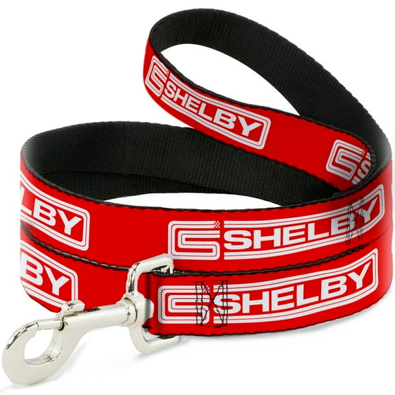 Carroll Shelby Pet Leash, Dog Leash, Carroll Shelby CS Shelby Racing Logo Block Red White, 4 Feet Long 0.5 Inch Wide