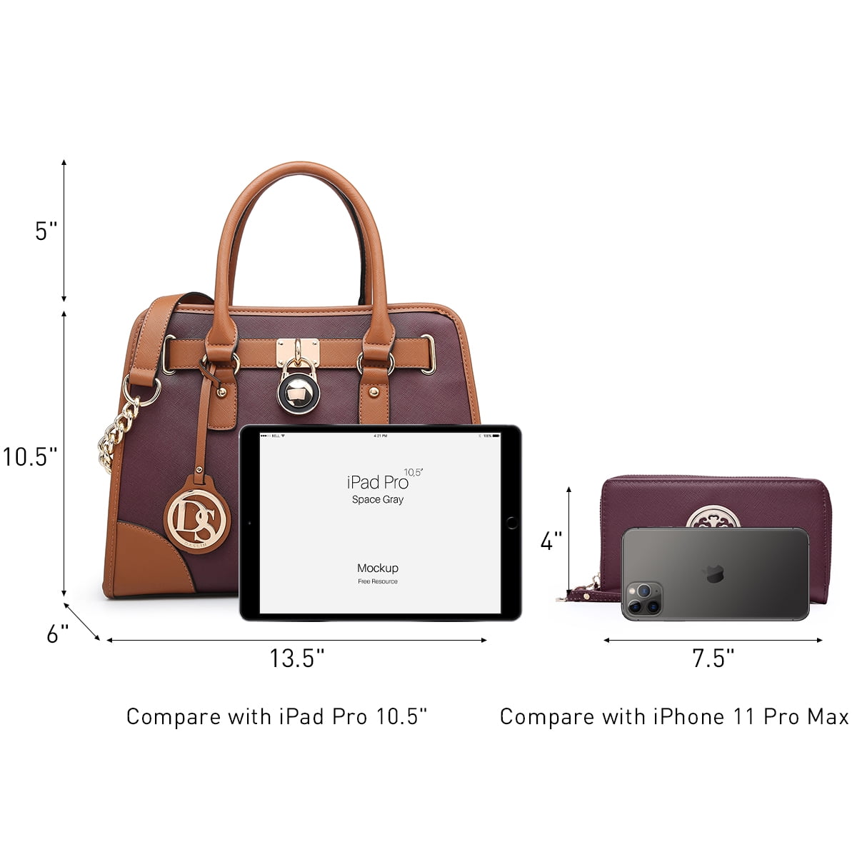 Dasein Women Handbags Top Handle Satchel Purse Shoulder Bag Briefcase Hobo Bag Set 2pcs