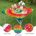 thumbnail image 4 of Colorful Rainbow Tie Dye Spiral Pattern Square Fitted Tablecloth with Elastic Edge,Square Table Cover,Washable Elastic Table Cover for Home Kitchen Party Decor 34"x34", 4 of 6