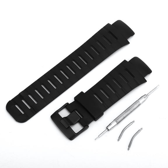 BIMZUC Outdoor Rubber Watchband Watch Strap Replacement Accessory for SUUNTO X-LANDER, Black (Unisex, 8.85 inches / 225 mm)