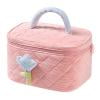 Bolso de cosméticos Kawaii Organizador de pana Cubo Estuche de maquillaje Neceser (Rosa L)