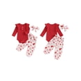 thumbnail image 2 of Gupgi Ensemble de la Saint-Valentin pour Bébé Fille Body à Manches Longues Col Rond Pantalon Imprimé Cœur Bandeau, 2 of 9
