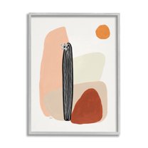 Stupell Industries Brown Terracotta Landscape Desert Cactus Flower Abstract Painting Gray Framed Art Print Wall Art, 16 x 20