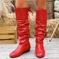 thumbnail image 2 of SAWOBUUN Bow Knee High Boots Women Round Toe Slouchy Wide Calf Faux Leather Mid Heel Pull On Boots for Winter Fall, 2 of 8