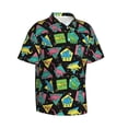 thumbnail image 2 of Balery Geometric Dinosaur Print Men's Hawaiian Shirts Short Sleeve Beach Shirt Relaxed Fit Vacation Button Down Shirts-, 2 of 9