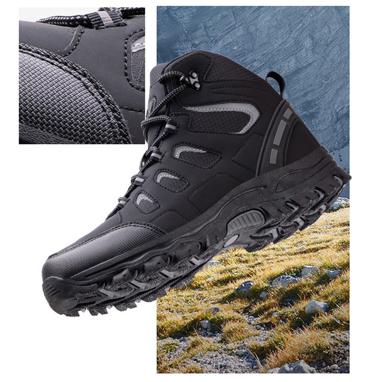 Win s Way Men's High Top Hiking Sneakers, Lightweight Ankle Support Trekking Shoes for Adventure