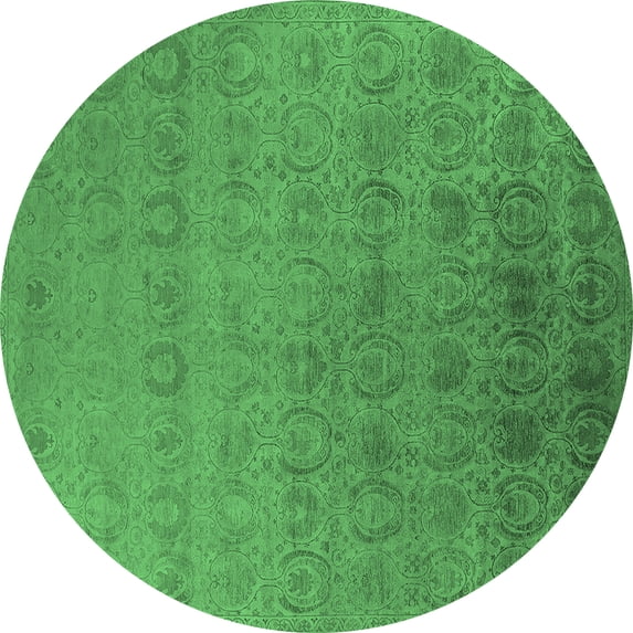 Ahgly Company Indoor Round Oriental Emerald Green Industrial Area Rugs, 3' Round