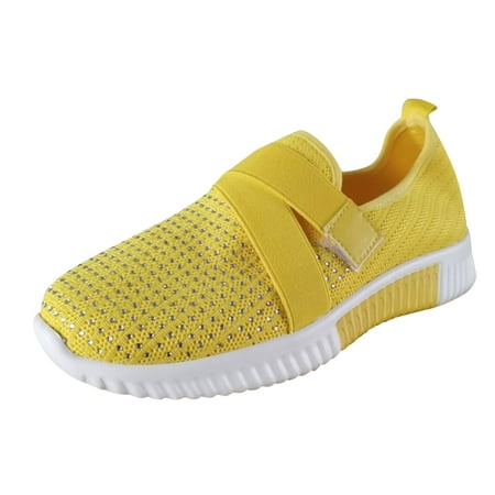 Sneakers for Women Fashion Women's Casual Shoes Breathable Slip-on Outdoor Leisure Sneakers Canvas Yellow 37
