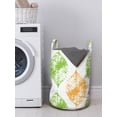 thumbnail image 3 of Leaves Laundry Bag, Illustration Print of Leaf Intricate Motifs Minimalist Design Grunge Art, Basket with Handles Drawstring Closure for Laundromats, 13" x 19", White and Lime Green, by Ambesonne, 3 of 4