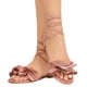 thumbnail image 4 of Sandalias de tacón plano con punta redonda y volantes de color liso para mujer, zapatos romanos Wmkox8yii nm10812, 4 of 9
