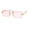 thumbnail image 2 of Luxe 90s Full Rimless Bevelled Oceanic Lens Square Sunglasses Gold Pink, 2 of 4