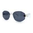 thumbnail image 6 of Womens Classic Luxury Diva Rimless Designer Oval Fashion Sunglasses Gold White - Black, 6 of 8