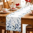 thumbnail image 5 of Navy Blue Eucalyptus Table Runner - 60 Inch Long Watercolor Spring Weeping Botanical Cotton and Linen Blended Dress Scarves Farmhouse Table Runner for Kitchen Dining, Coffee Table, 13" x 60", 5 of 8