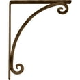 thumbnail image 3 of Ekena Millwork 1 1/2"W x 12"D x 15"H Legacy Wrought Iron Bracket, (Single center brace), Antiqued Brass, 3 of 10