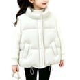 thumbnail image 5 of Besolor Toddler Kids Girls Puffer Vests Sleeveless Lightweight Casual Fall Winter Thicken Warm Button Waistcoat Coat with Pockets(10-11 Years,White), 5 of 5
