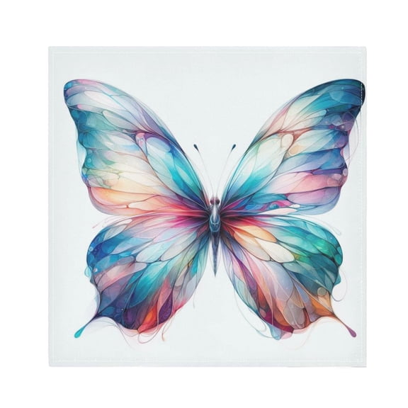 JSTEL Butterfly Watercolor Cloth Napkins Set of 1, 20x20 Inch Washable and Reusable Napkin for Decoupage Dinner Party Everyday Use