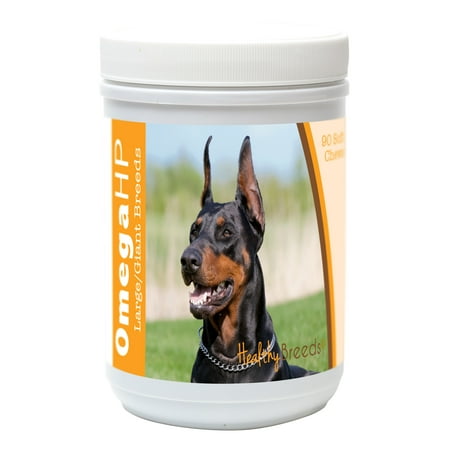 UPC: 0840235106418 | Healthy Breeds Doberman Pinscher Omega HP Fatty Acid Skin and Coat Support Soft Chews