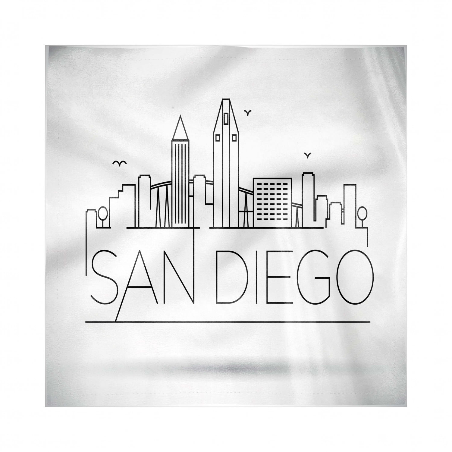 San Diego Decorative Satin Napkins Set of 4, San Diego City Silhouette