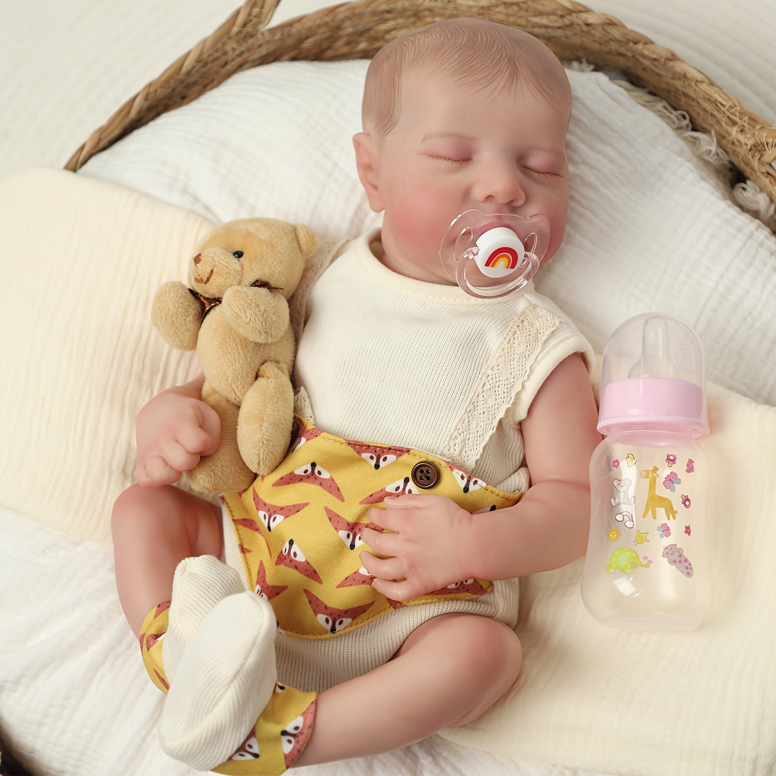 18 Inch Reborn Baby Doll Levi, Handmade Realistic Newborn Baby Doll, Full Vinyl Lifelike Baby Doll Collectible Toy, Home Decoration Gift For Birthday