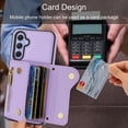 thumbnail image 4 of Wallet Case for Samsung Galaxy A35, Classic Lychee Texture PU Leather Purse Case with Accordion Card Slots, Protective Crossbody Flip Cover with Zipper Shoulder Strap Lanyard for Women Girls, Purple, 4 of 8