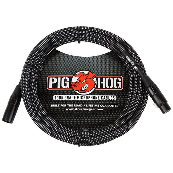 Ace Products PHM10BKW Câble de Microphone XLR Tissé Haute Performance de 20 Pieds - Noir et Blanc