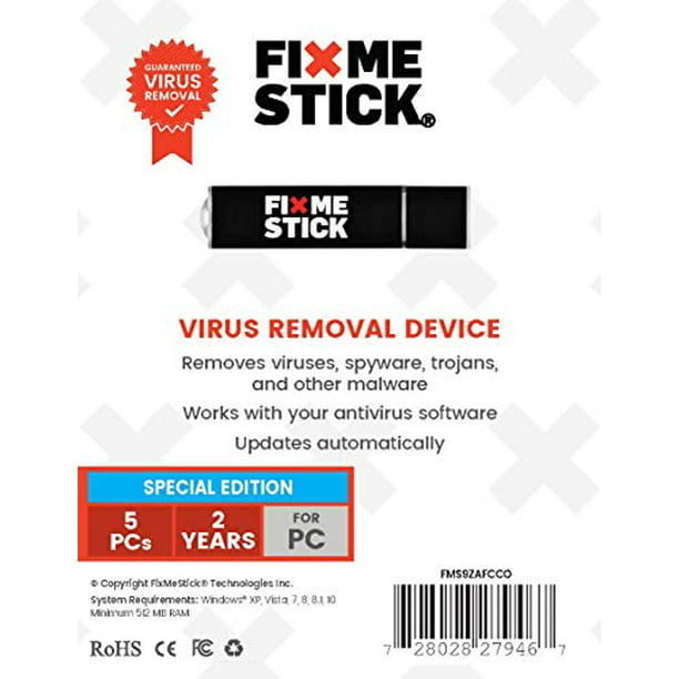 FixMeStick Virus Removal Device - Unlimited Use on up to 5 Pcs for 2 Years