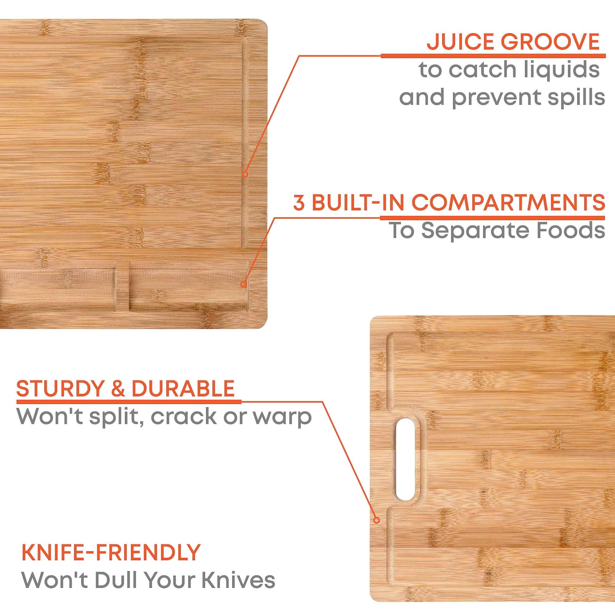 BlauKe® Wood Cutting Board for Kitchen 17x12 inch – Extra Large Bamboo Cutting Board with Juice Groove, Butcher Block, Wooden Chopping Board, Serving Tray