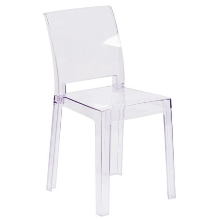 Square Back Chairs - Flash Furniture Ghost Chair in Transparent Crystal with Square Back