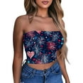 thumbnail image 2 of Stralyhd July 4th Celebration Tube Tops for Women Usa Flag Summer Y2k Crop Tank Workout Bandeau Backless Slim Fit Beach Stretchy T-Shirt for Party Dark Blue XXL, 2 of 6