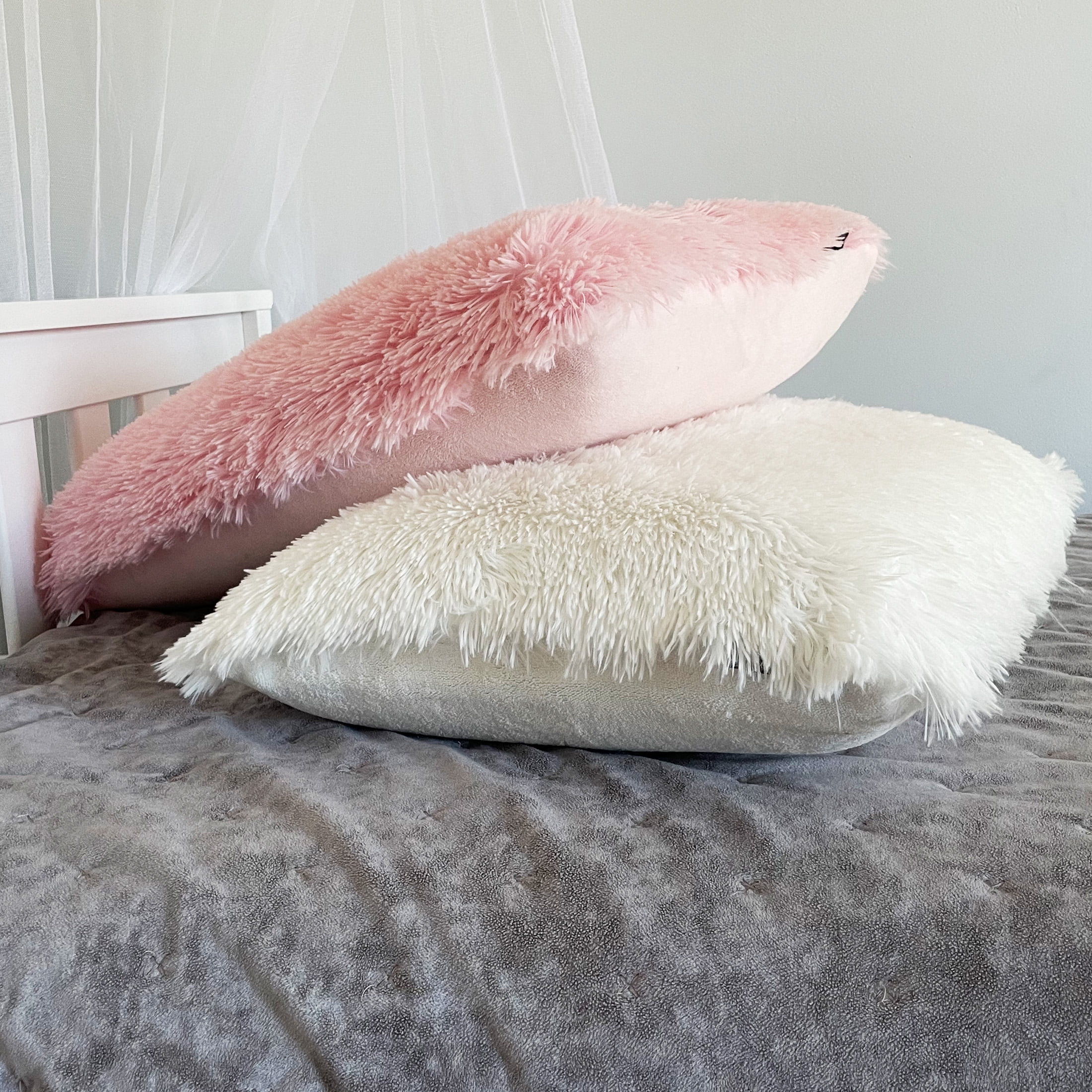 Memory Foam Fun Pillow Huggy Collection with Snuggle Cover, Standard/Queen, White, 2 Pack