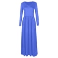 thumbnail image 3 of Brilliant Winter Dresses for Women Clearance Women Casual Long Sleeve Sexy Plus Size Loose Plain Pockets Long Maxi Dress Blue XL, 3 of 5