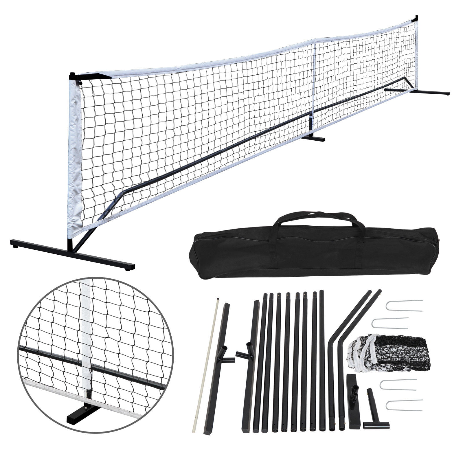 Portable Pickleball Game Tennis Net Powder Coated Frame Yard w/ Carry Bag&Stakes 