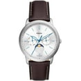 thumbnail image 1 of Fossil Mens Neutra Quartz Stainless Steel and Leather Multifunction Moonphase Watch, Color: Silver, Brown Model: FS5905, 1 of 5
